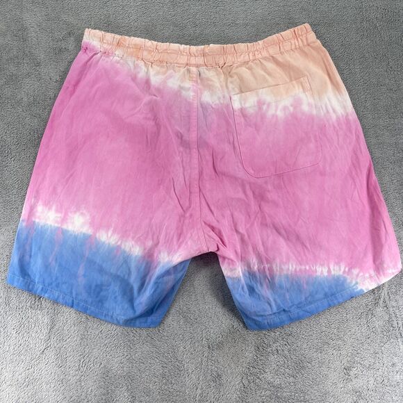Undefeated Shorts Mens XL Pink Tie Dye Summer Elastic Waist Summer Wear - Picture 4 of 11